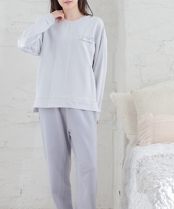 【Honeys公式 / ハニーズ】ワンポイントルームウェア(上下セット) レディース S 薄グレー×ブルー プチプラ 【Honeys公式 / ハニーズ】ワンポイントルームウェア(上下セット) レディース S 薄グレー×ブルー プチプラ