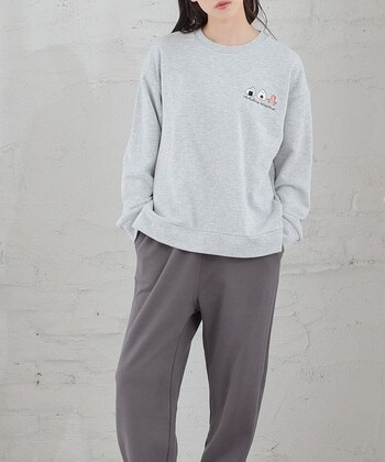 【Honeys公式 / ハニーズ】ワンポイントルームウェア(上下セット) レディース S グレー×スミクロ プチプラ 【Honeys公式 / ハニーズ】ワンポイントルームウェア(上下セット) レディース S グレー×スミクロ プチプラ