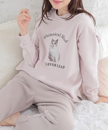 【Honeys公式 / ハニーズ】ネコプリントルームウェア(上下セット) レディース L ピンク×モカ プチプラ 【Honeys公式 / ハニーズ】ネコプリントルームウェア(上下セット) レディース L ピンク×モカ プチプラ