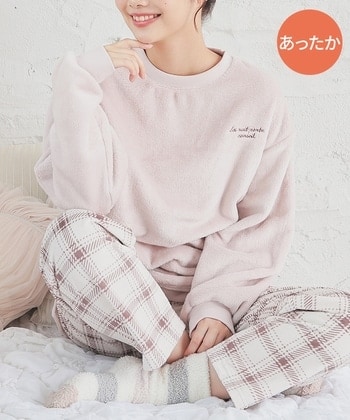 【Honeys公式 / ハニーズ】ロゴ刺繍ルームウェア(上下セット) レディース LL ピンク×アイボリー プチプラ 【Honeys公式 / ハニーズ】ロゴ刺繍ルームウェア(上下セット) レディース LL ピンク×アイボリー プチプラ