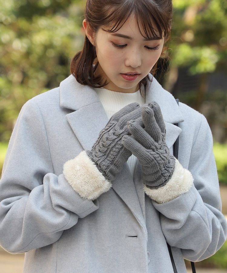 ハニーズ公式通販 ボア付折返しケーブル手袋 ファッショングッズ Honeys Online Shop レディースファッション通販