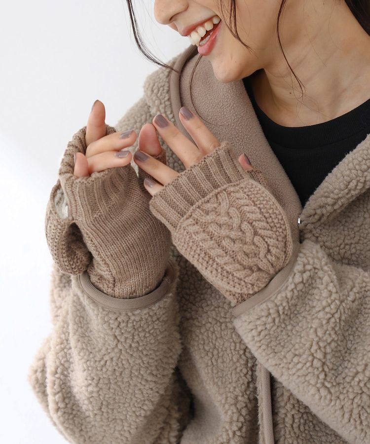 ハニーズ公式通販 フード付ケーブル編手袋 ファッショングッズ Honeys Online Shop レディースファッション通販