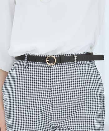 【Honeys公式 / ハニーズ】リングバックル細ベルト レディース ブラック プチプラ