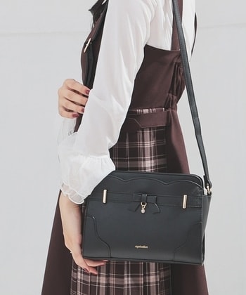 【Honeys公式 / ハニーズ】リボンショルダーバッグ レディース ブラック プチプラ