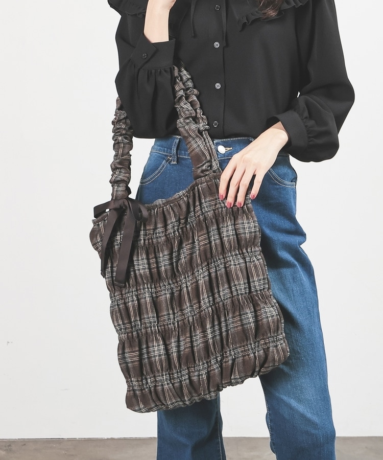 新品未使用　haag トートバッグ　エコバッグ　チェック　（パープルチェック） wbg-2302-060-01.jpg