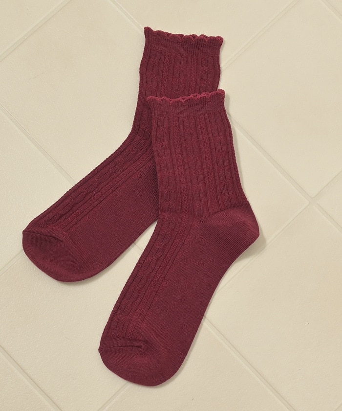 【Honeys公式 / ハニーズ】ケーブルスカラップクルーソックス レディース エンジ プチプラ 【Honeys公式 / ハニーズ】ケーブルスカラップクルーソックス レディース エンジ プチプラ