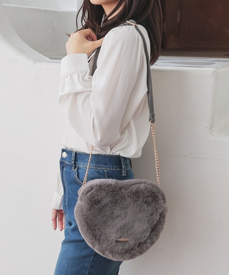 現品限り♡ファー×デニム生地 ラウンドショルダーバッグ ファーバッグ ラウンドファーバッグ / ANY | ファッション通販 【公式通販