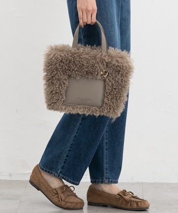 【Honeys公式 / ハニーズ】合皮コンビファーバッグ レディース ベージュ プチプラ 【Honeys公式 / ハニーズ】合皮コンビファーバッグ レディース ベージュ プチプラ