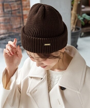 【Honeys公式 / ハニーズ】プレート付ニット帽 レディース ブラウン プチプラ