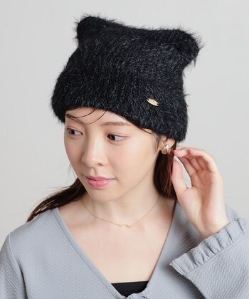 【Honeys公式 / ハニーズ】アニマルニット帽 レディース クロ/ネコ プチプラ 【Honeys公式 / ハニーズ】アニマルニット帽 レディース クロ/ネコ プチプラ