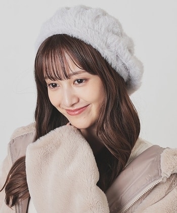 【Honeys公式 / ハニーズ】パール付シャギーベレー帽 レディース ライトグレー プチプラ