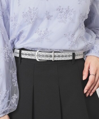 【Honeys公式 / ハニーズ】レース使い合皮ベルト レディース ブラック プチプラ