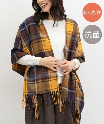【Honeys公式 / ハニーズ】チェック柄ストール レディース コン×イエロー プチプラ