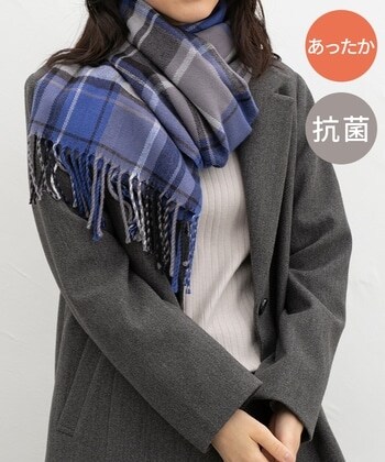 【Honeys公式 / ハニーズ】チェック柄ストール レディース ブルー×グレー プチプラ