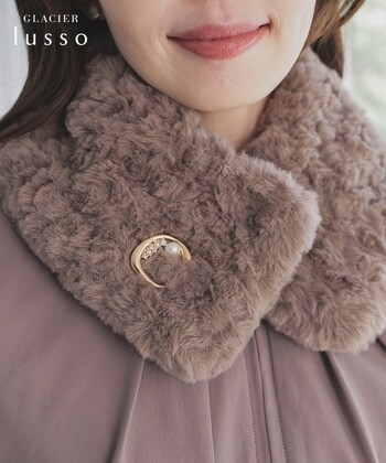 【Honeys公式 / ハニーズ】ブローチ付ティペット レディース ブラウン プチプラ