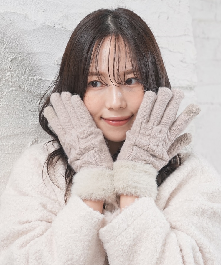 リボン付ケーブル編手袋: ファッショングッズ｜ハニーズ公式通販