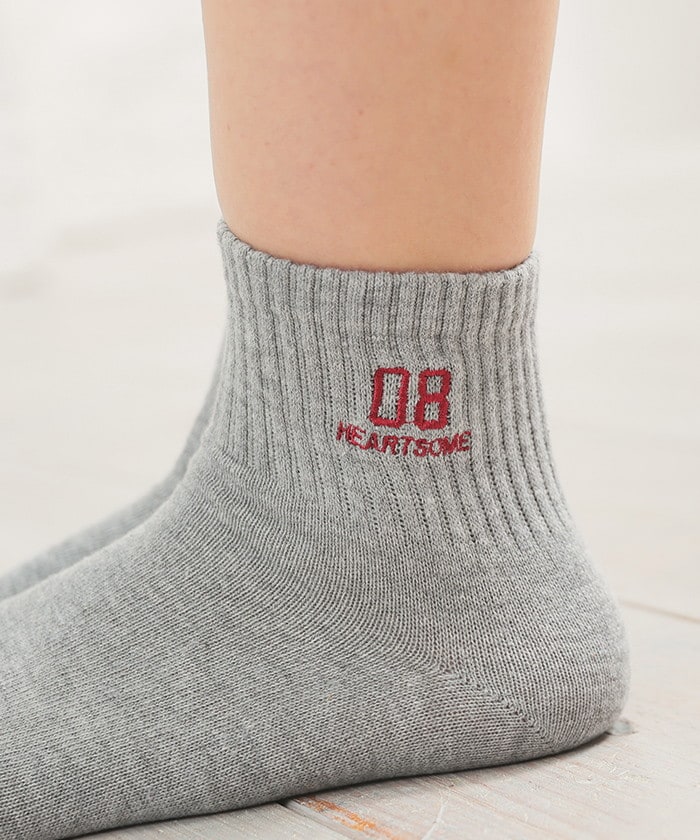 【Honeys公式 / ハニーズ】ロゴ刺繍ショート丈ソックス レディース 杢グレー プチプラ 【Honeys公式 / ハニーズ】ロゴ刺繍ショート丈ソックス レディース 杢グレー プチプラ