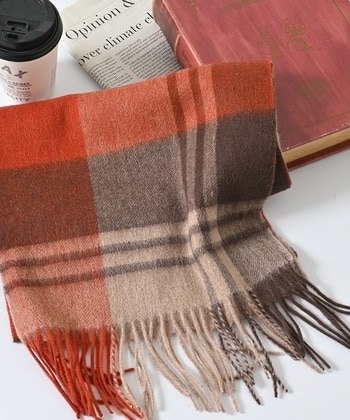 【Honeys公式 / ハニーズ】ウールマフラー レディース モカ×オレンジ プチプラ 【Honeys公式 / ハニーズ】ウールマフラー レディース モカ×オレンジ プチプラ