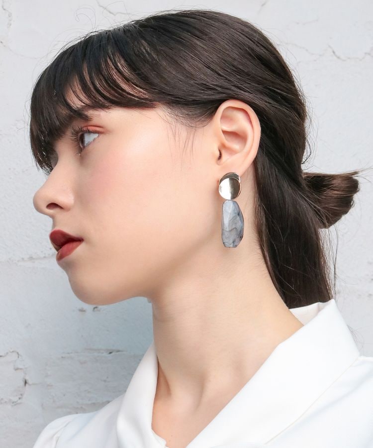 No.1042   マーブルスクエアイヤリング No.1042 マーブルスクエアイヤリング