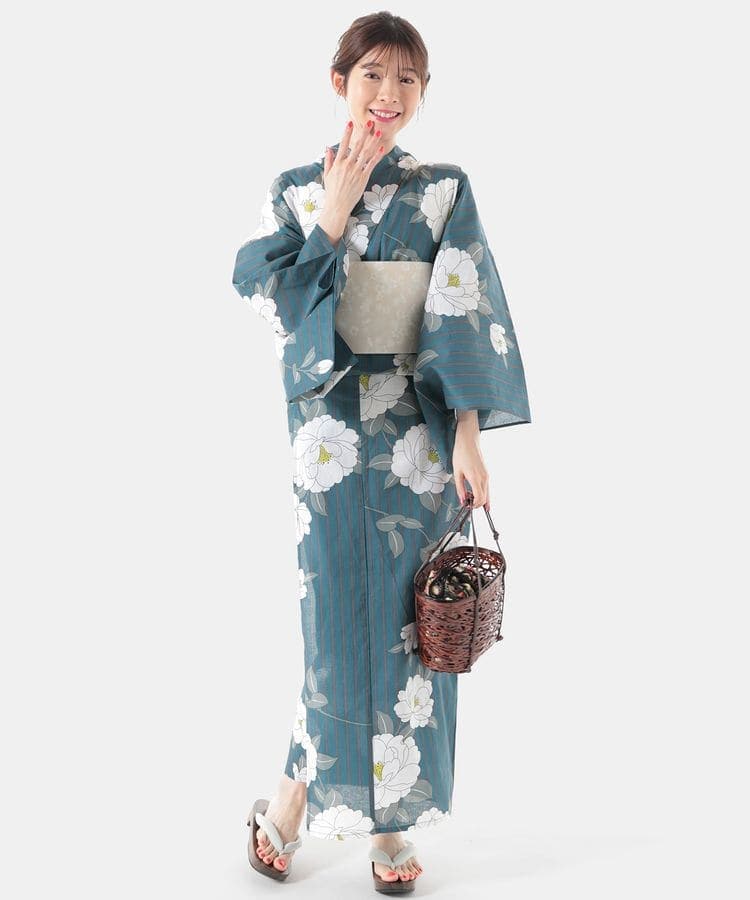 浴衣 ブルーストライプ