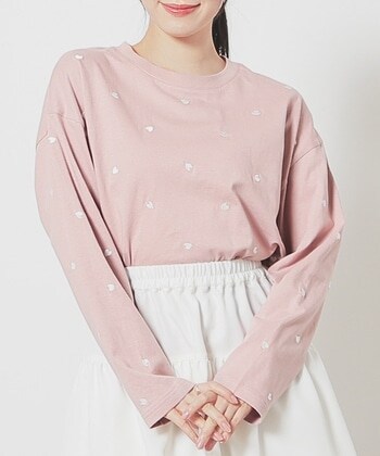 【Honeys公式 / ハニーズ】モチーフ刺繍ゆるTシャツ レディース M スモーキーピンク プチプラ 【Honeys公式 / ハニーズ】モチーフ刺繍ゆるTシャツ レディース M スモーキーピンク プチプラ