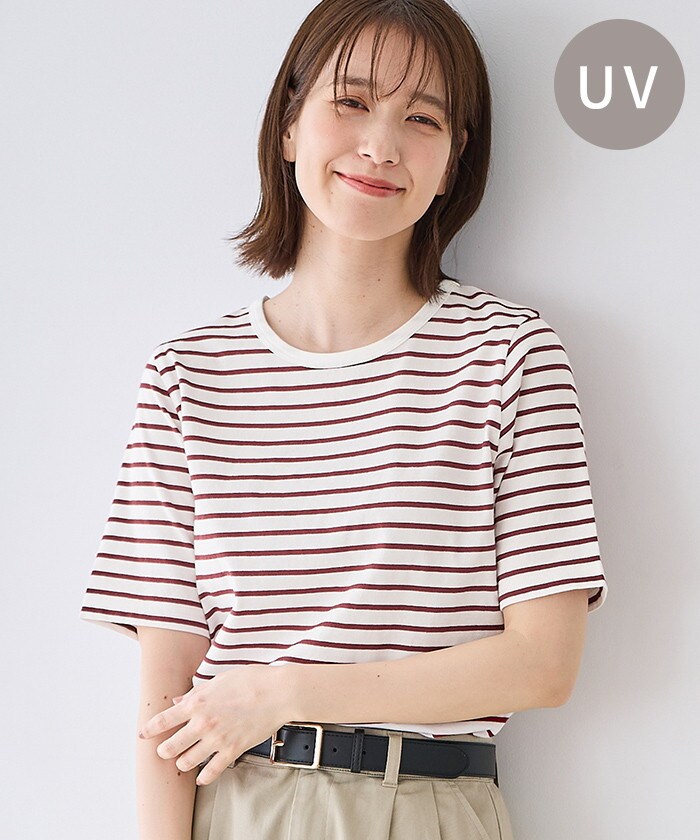 【Honeys公式 / ハニーズ】半袖ボーダーTシャツ レディース S オフ×アカ プチプラ 【Honeys公式 / ハニーズ】半袖ボーダーTシャツ レディース S オフ×アカ プチプラ
