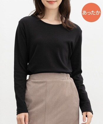 【Honeys公式 / ハニーズ】あったか綿クルーネックT レディース LL ブラック プチプラ 【Honeys公式 / ハニーズ】あったか綿クルーネックT レディース LL ブラック プチプラ