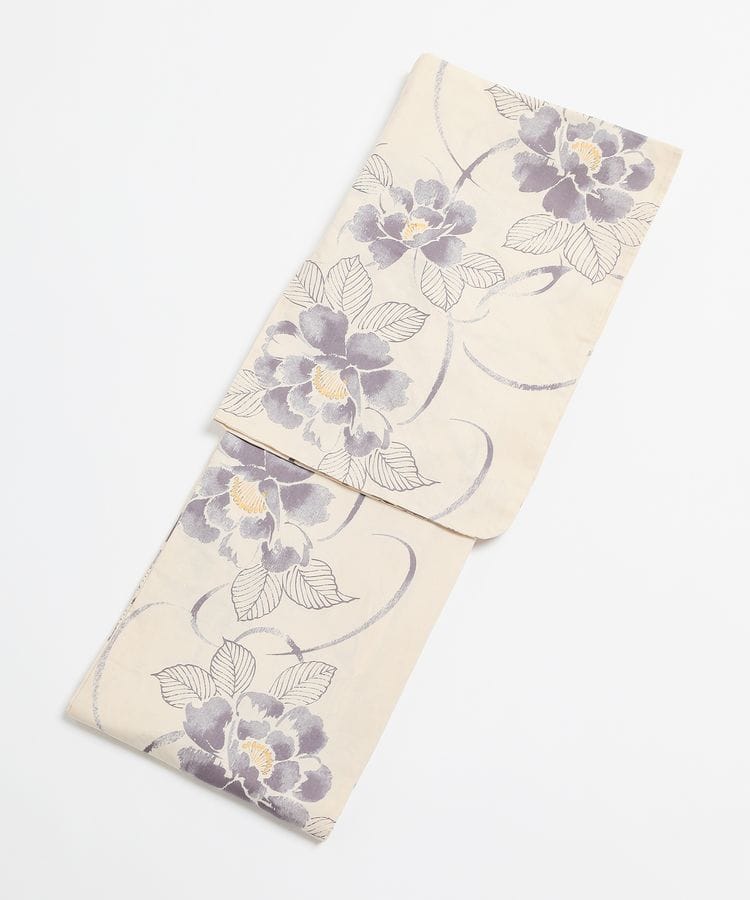 浴衣 ベージュ花柄