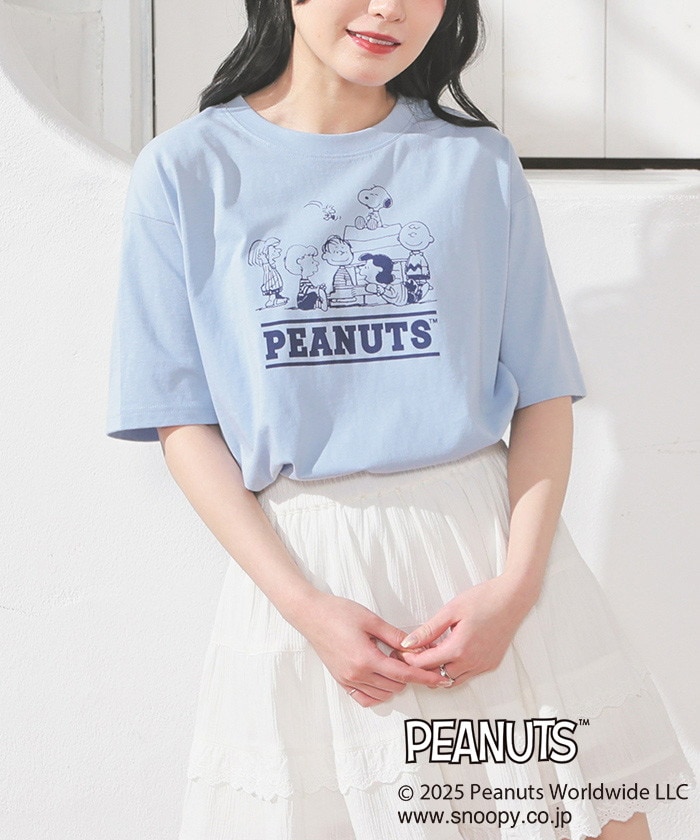 【Honeys公式 / ハニーズ】スヌーピー/Tシャツ レディース S サックス プチプラ 【Honeys公式 / ハニーズ】スヌーピー/Tシャツ レディース S サックス プチプラ