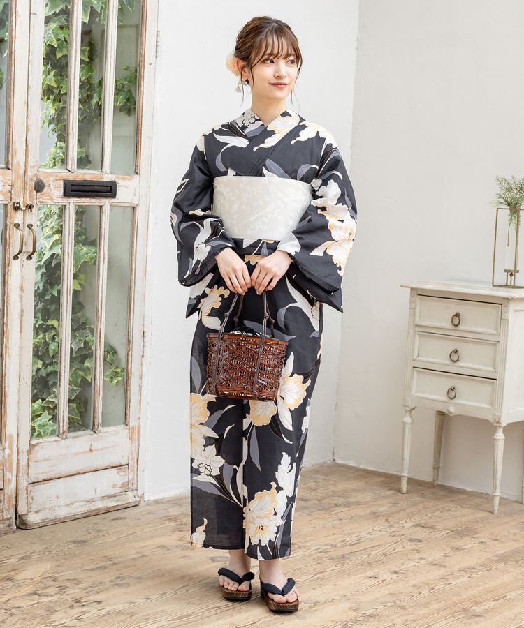 浴衣 クロ×花