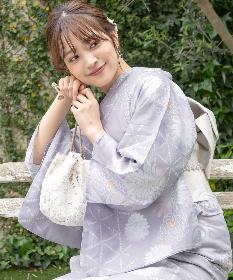 浴衣 パープルグレー