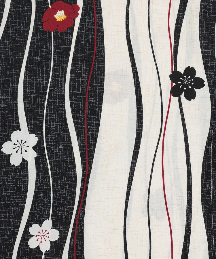 浴衣 ストライプ×花