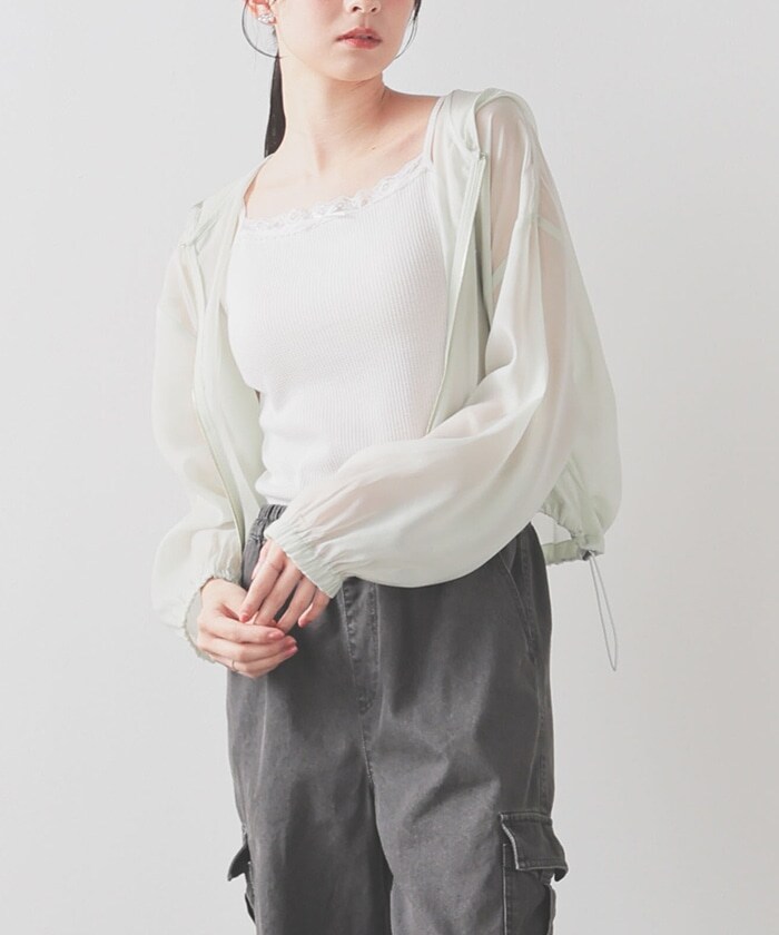 【Honeys公式 / ハニーズ】シアーフードブルゾン レディース M ミント プチプラ 【Honeys公式 / ハニーズ】シアーフードブルゾン レディース M ミント プチプラ