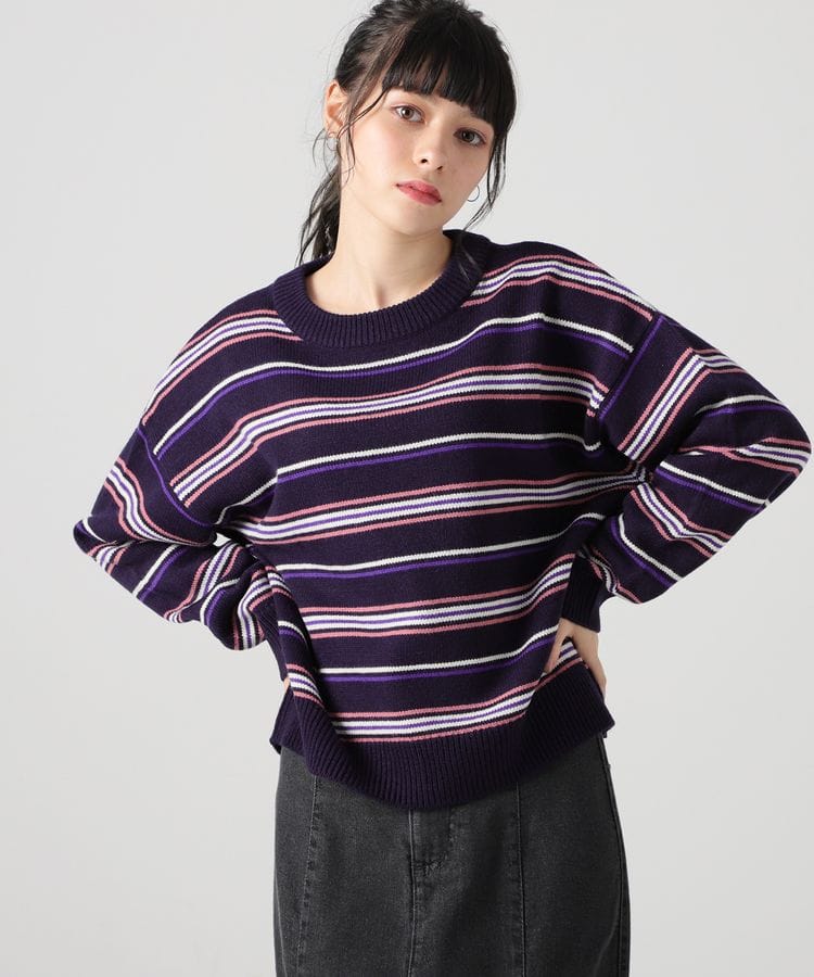 ハニーズ公式通販】ボーダーニットトップス: トップス－Honeys Online Shop－レディースファッション通販