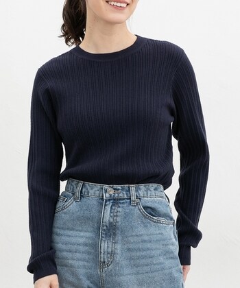 【Honeys公式 / ハニーズ】ランダムリブクルーニット レディース L ネイビー プチプラ 【Honeys公式 / ハニーズ】ランダムリブクルーニット レディース L ネイビー プチプラ