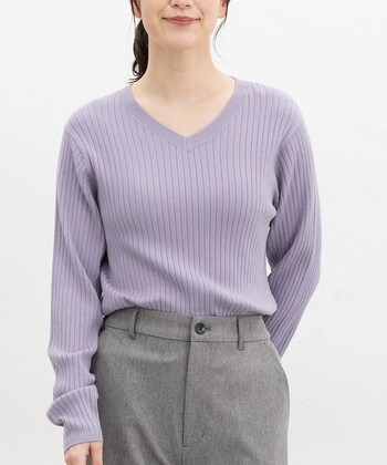 【Honeys公式 / ハニーズ】リブVネックニット レディース M ラベンダー プチプラ 【Honeys公式 / ハニーズ】リブVネックニット レディース M ラベンダー プチプラ