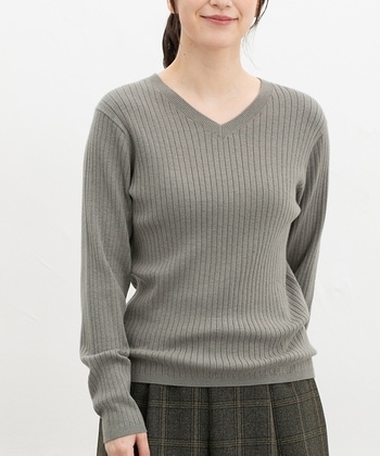 【Honeys公式 / ハニーズ】リブVネックニット レディース L 杢チャコール プチプラ 【Honeys公式 / ハニーズ】リブVネックニット レディース L 杢チャコール プチプラ