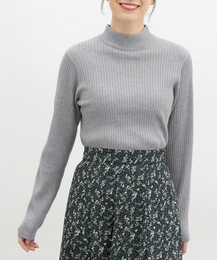 リブハイネックニット