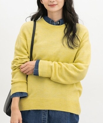 【Honeys公式 / ハニーズ】クルーネックニット レディース S 杢イエロー プチプラ 【Honeys公式 / ハニーズ】クルーネックニット レディース S 杢イエロー プチプラ