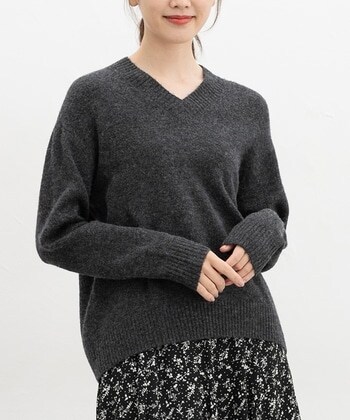 【Honeys公式 / ハニーズ】Vネックニット レディース M 杢チャコール プチプラ 【Honeys公式 / ハニーズ】Vネックニット レディース M 杢チャコール プチプラ