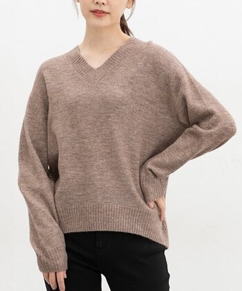 【Honeys公式 / ハニーズ】Vネックニット レディース L 杢モカ プチプラ 【Honeys公式 / ハニーズ】Vネックニット レディース L 杢モカ プチプラ