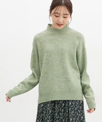 【Honeys公式 / ハニーズ】ハイネックニット レディース S 杢グリーン プチプラ 【Honeys公式 / ハニーズ】ハイネックニット レディース S 杢グリーン プチプラ