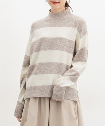 【Honeys公式 / ハニーズ】ハイネックニット レディース M ベージュ×オフ プチプラ 【Honeys公式 / ハニーズ】ハイネックニット レディース M ベージュ×オフ プチプラ