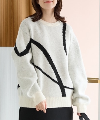 【Honeys公式 / ハニーズ】ライン柄ニット レディース Ｌ アイボリー プチプラ