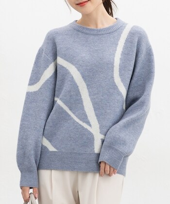 【Honeys公式 / ハニーズ】ライン柄ニット レディース Ｍ スモーキーブルー プチプラ