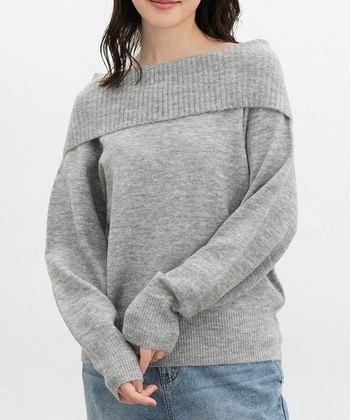 【Honeys公式 / ハニーズ】オフショルニット レディース Ｌ 杢グレー プチプラ