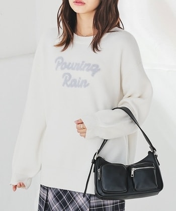 【Honeys公式 / ハニーズ】フェザーロゴニット レディース L アイボリー プチプラ 【Honeys公式 / ハニーズ】フェザーロゴニット レディース L アイボリー プチプラ