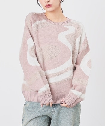 【Honeys公式 / ハニーズ】ニュアンス柄ニット レディース L ベージュ×オフ プチプラ 【Honeys公式 / ハニーズ】ニュアンス柄ニット レディース L ベージュ×オフ プチプラ