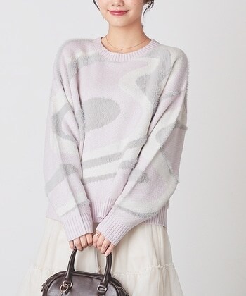 【Honeys公式 / ハニーズ】ニュアンス柄ニット レディース LL ピンク×グレー プチプラ 【Honeys公式 / ハニーズ】ニュアンス柄ニット レディース LL ピンク×グレー プチプラ