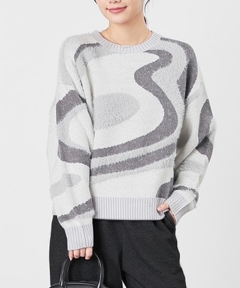 【Honeys公式 / ハニーズ】ニュアンス柄ニット レディース L オフ×グレー プチプラ 【Honeys公式 / ハニーズ】ニュアンス柄ニット レディース L オフ×グレー プチプラ